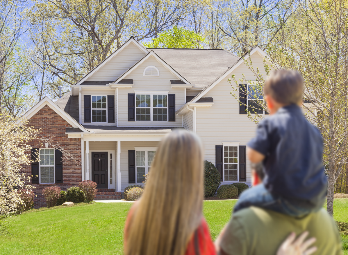 Family looking at new home